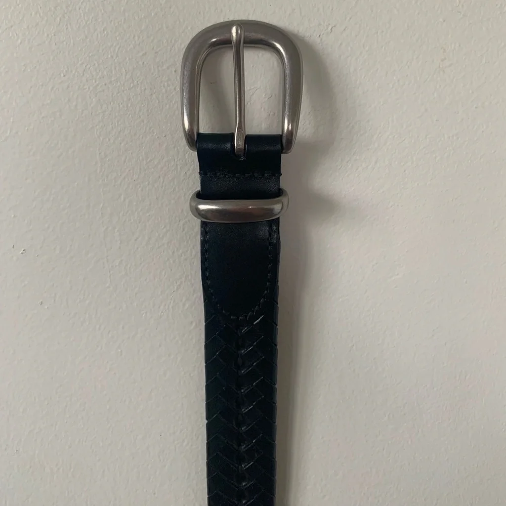 Vintage Coach 5922 Black Leather Belt Men’s 36 Braided Silver Buckle - Picture 4 of 5